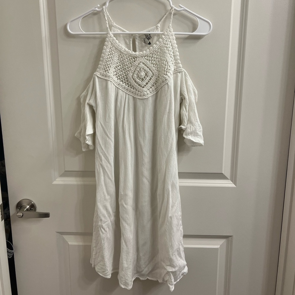 Speechless Crochet Detail Off the Shoulder Dress